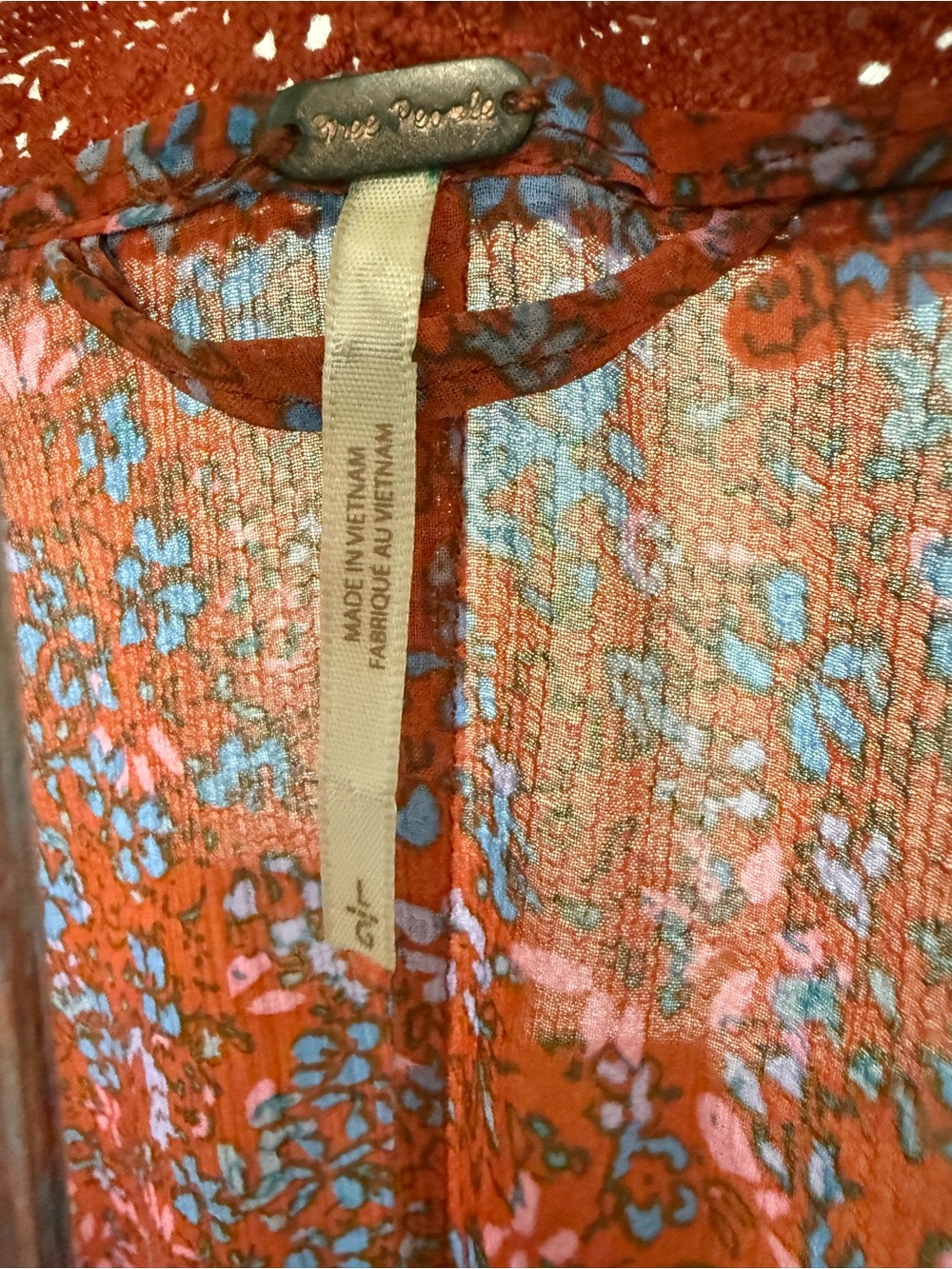 Free People Lola Kimono Floral Bell Sleeve Tassel Tie Cardigan Large - Picture 7 of 7